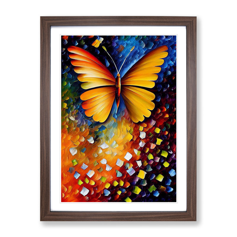 Solo Butterfly No.2 - Single Picture Frame Print, 46cm H x 34cm W x 2cm D, Brown Framed