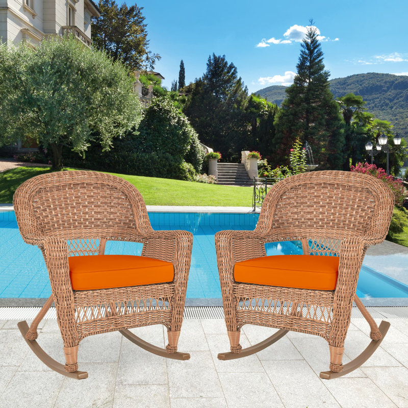 Chaise berçante en osier Raenesha, Miel, Orange