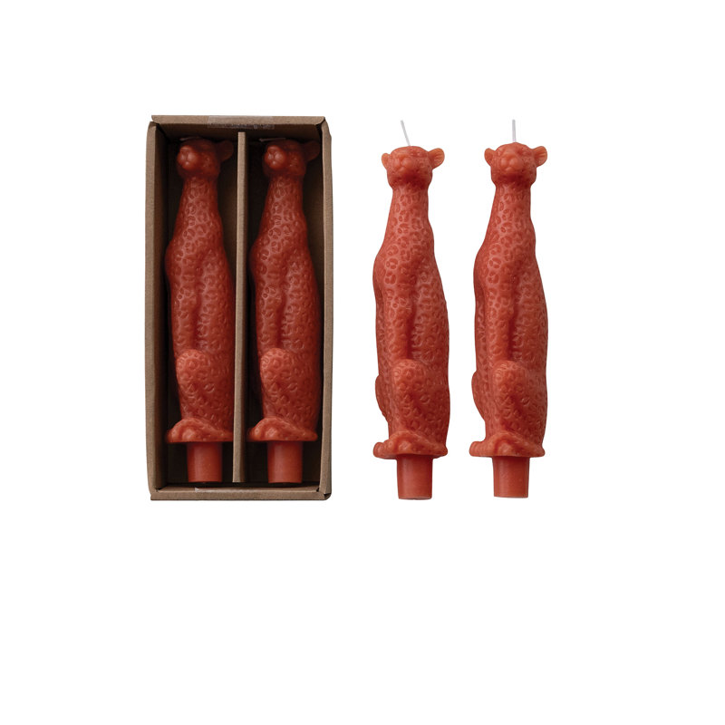 Bougies de léopard non parfumées en boîte, Orange