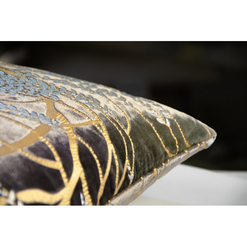 Willow Metallic Square Velvet Pillow Cover & Insert, 22" x 22", Oregano