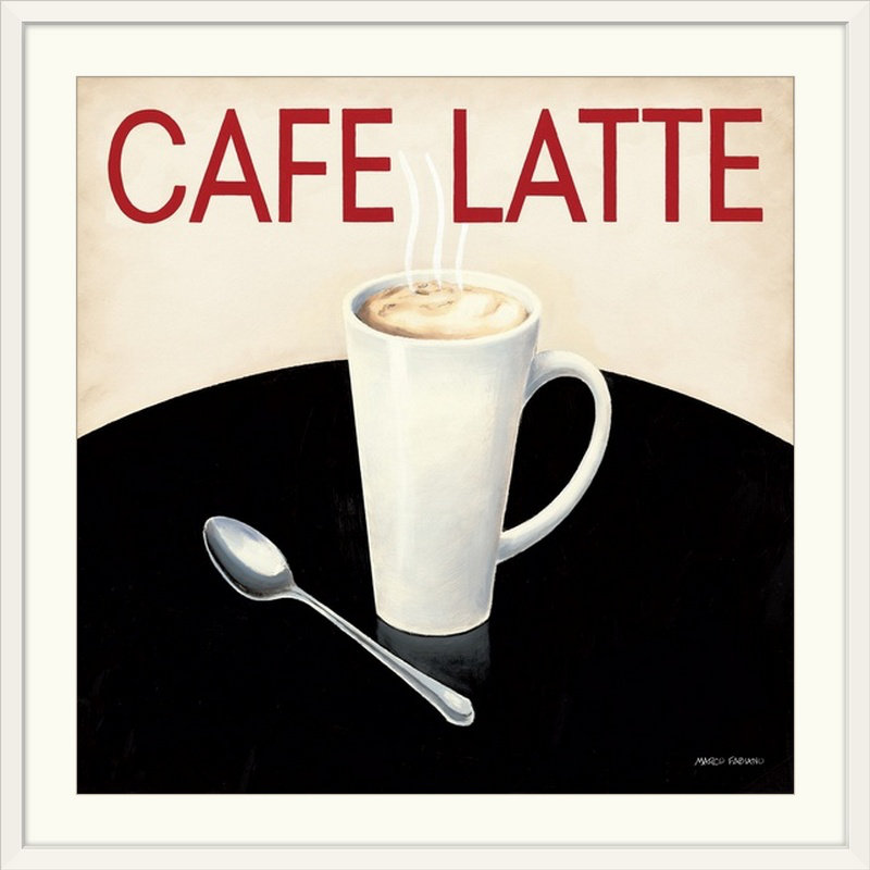 Café Modern " Cafe Moderne I ", 32" H x 32" W x 1" D, White Framed