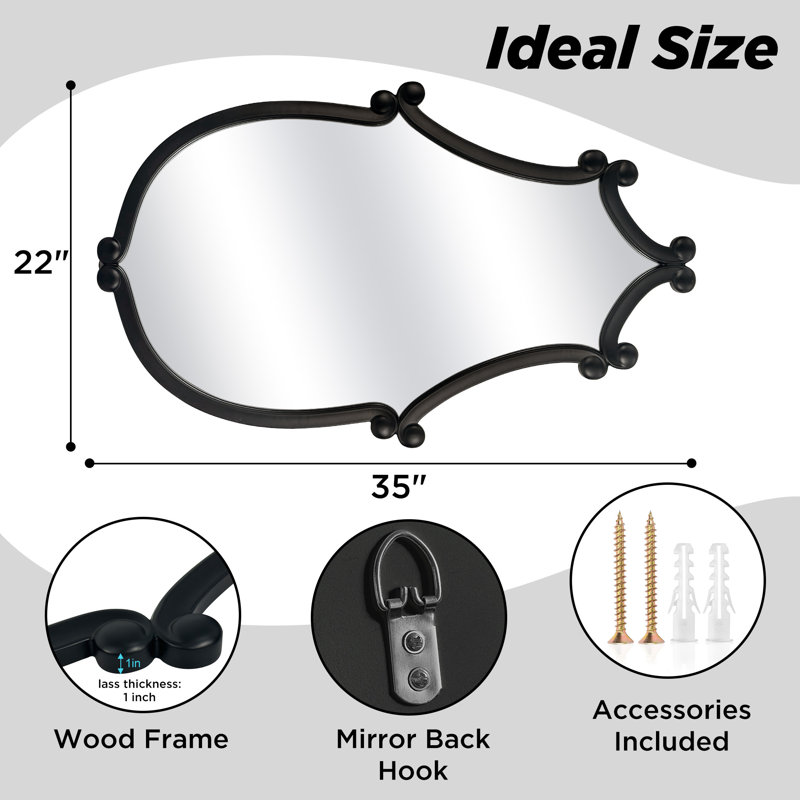 Solid Wood Wall Mirror(set Of 2), 35" H x 22" W