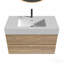 36"  Rough Oak+Rough Oak Bathroom Vanity With White Engineered Quartz Sink And Soft Drawers, Wall Mounted Floating Bathroom Vanity For Modern Bathroom, Without Drainage And Faucet, Kd