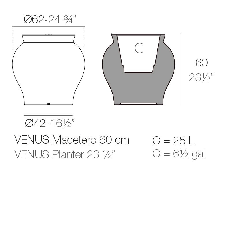Venus Matt Polyethylene Pot Planter, White
