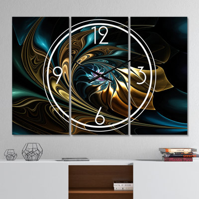 Fractale en noir - Horloge murale moderne