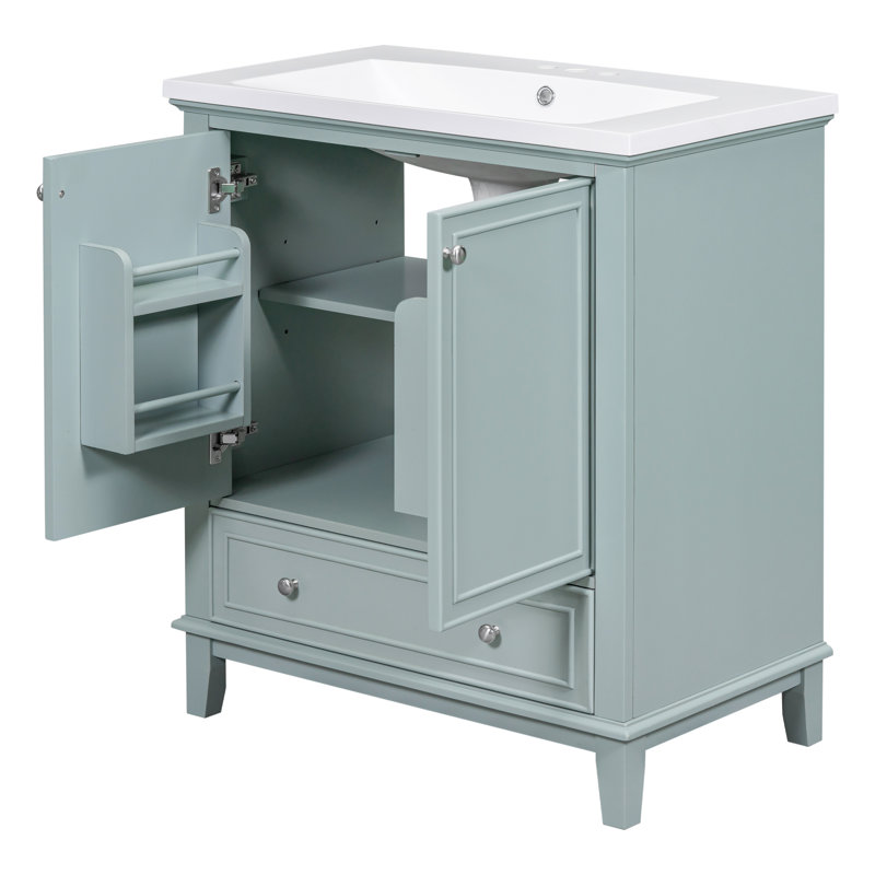 Meuble-lavabo 30 po avec lavabo, Vert, Or