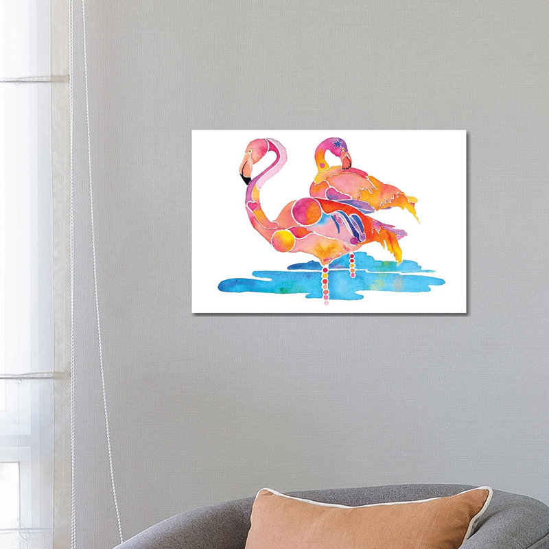 Flamingos by Jo Lynch - Wrapped Canvas Gallery-Wrapped Canvas Giclée, 45.72cm H x 66.04cm W