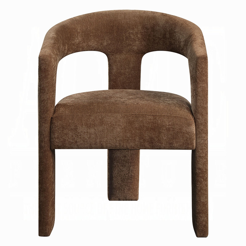 Ensemble de 2 fauteuils Hery, dossier et siège courbés et rembourrés, lin brun