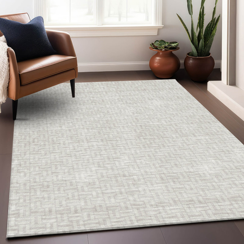 Premium Machine Washable Prisco Ivory Rug, Rectangle 10' x 14'