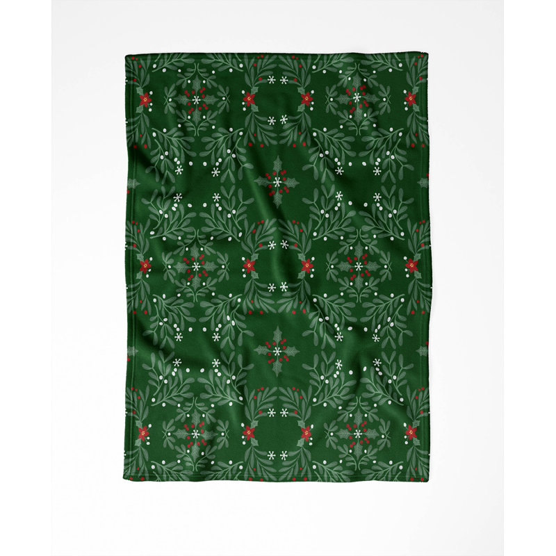 Jeté en velours de Noël Winter Mistletoe, Evergreen
