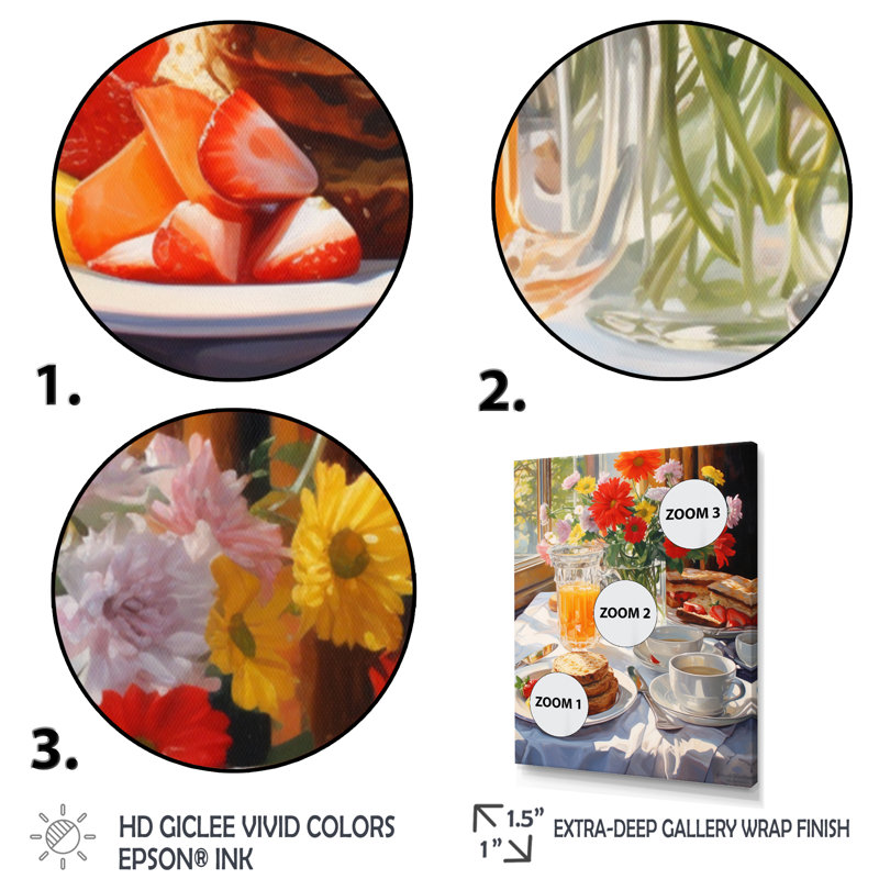 Kornelius Food Breakfast Cosy IV - Art mural petit-déjeuner, Cadre simple noir, H 32 po x l 16 po x P 1 po