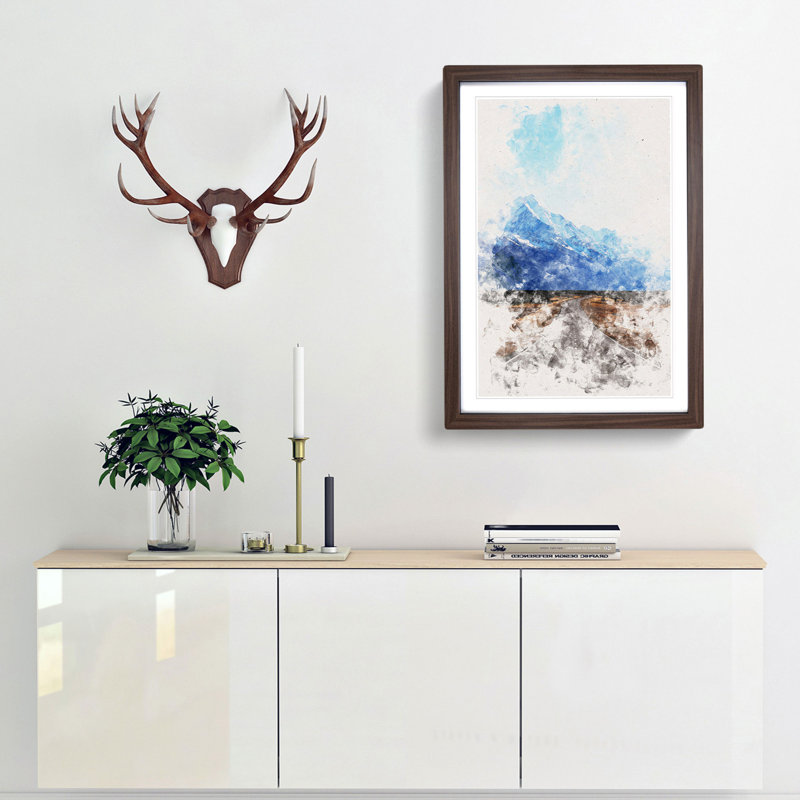 Road to Mount Cook in New Zealand - Picture Frame Painting Print, Walnut Framed, 33cm H x 24cm W x 2cm D