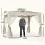 Gazebo combining 11.6 x 9.6 ft and Cream White Polyester with Soft-Top Canopy and Clean White