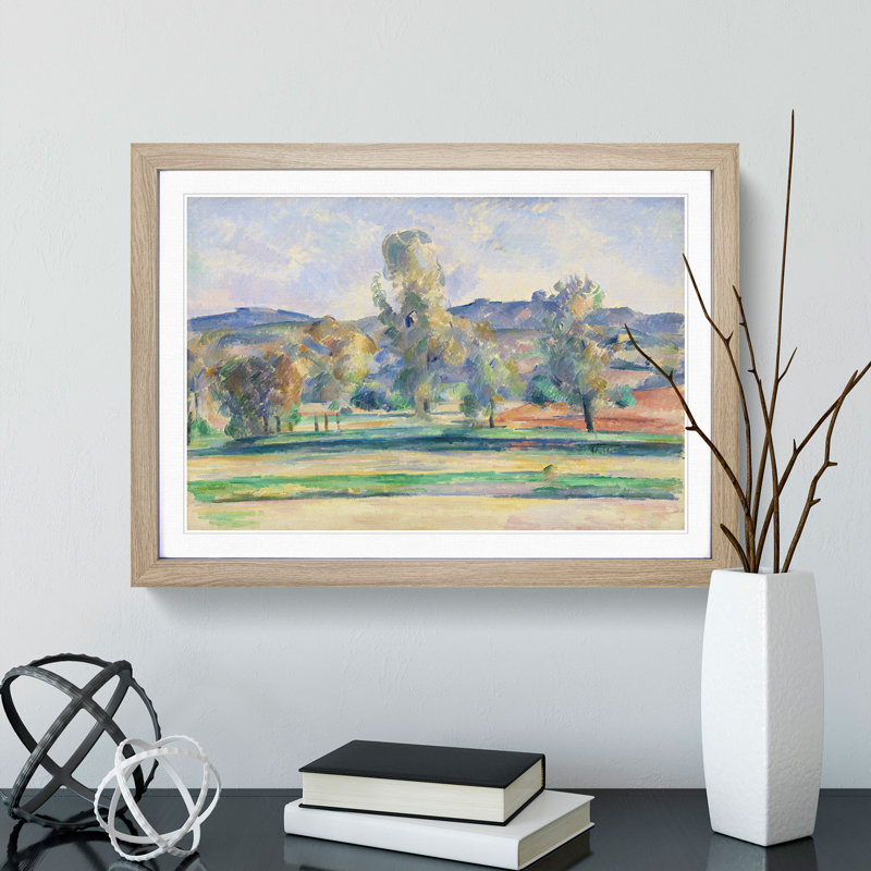 Autumn Landscape by Paul Cezanne - Picture Frame Painting, 48cm H x 65cm W x 2cm D, Oak