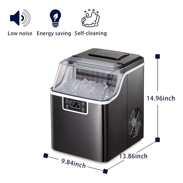 Antarctic Star 53 lb. Daily Production Square Clear Ice Portable Ice Maker for Parties, Bar, Office NBZ58XQD20AF-BLACK