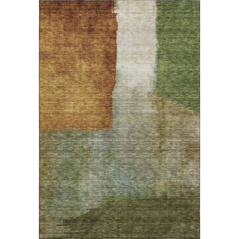 Premium Machine Washable Wayne AMF1100 Squares Rug, Rectangle 10' x 14'