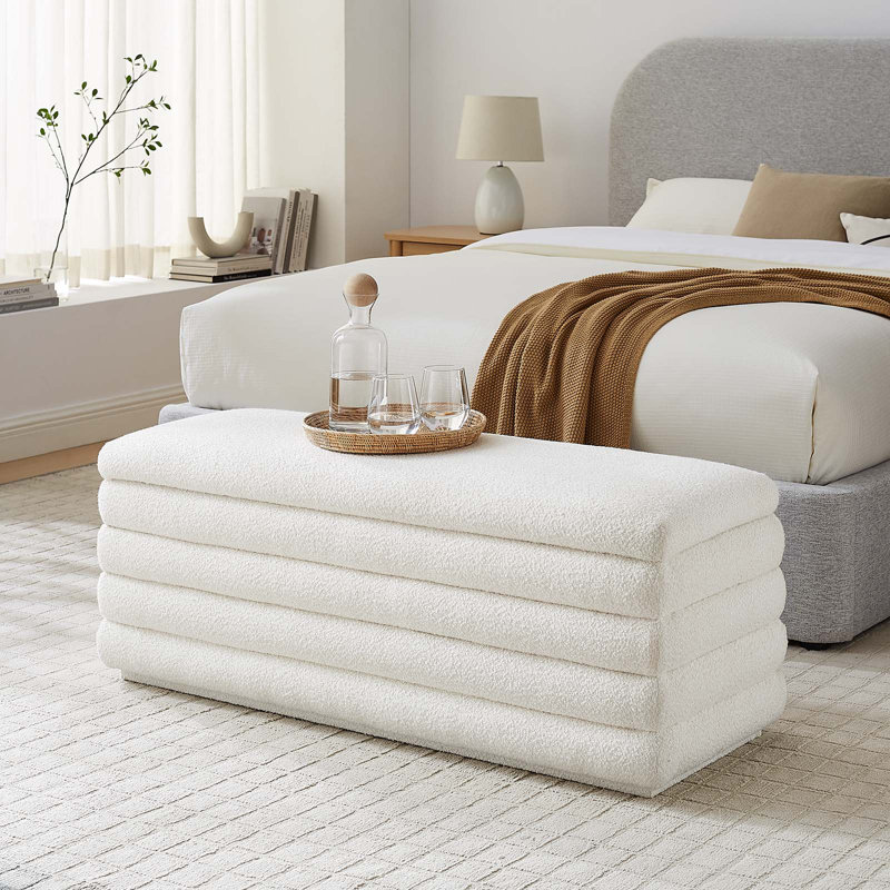 Modway Mezzo Storage Bench, Cloud Boucle