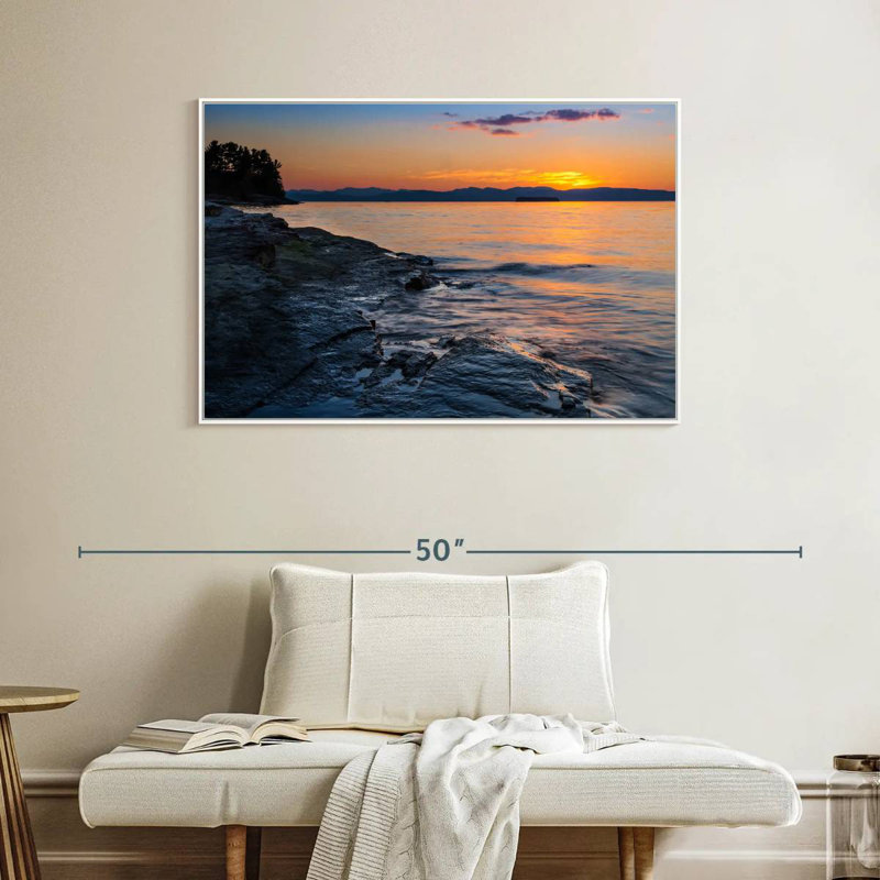 Serene Lake Champlain, Cadre flottant blanc, 40 po x 27 po