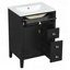 Meuble-lavabo de 24 po avec lavabo, panneau de fibres à densité moyenne et bois d'hévéa, 3 tiroirs et armoire, fermeture en douceur, conception moderne pour les petites et moyennes salles de bain-129184660