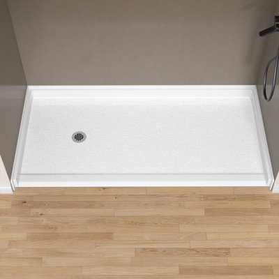 72'' W X 36'' D ADA Acrylic Alcove Shower Pan Single Threshold Handicapped Shower Base Rectangular White Shower Tray with Non-Slip Design