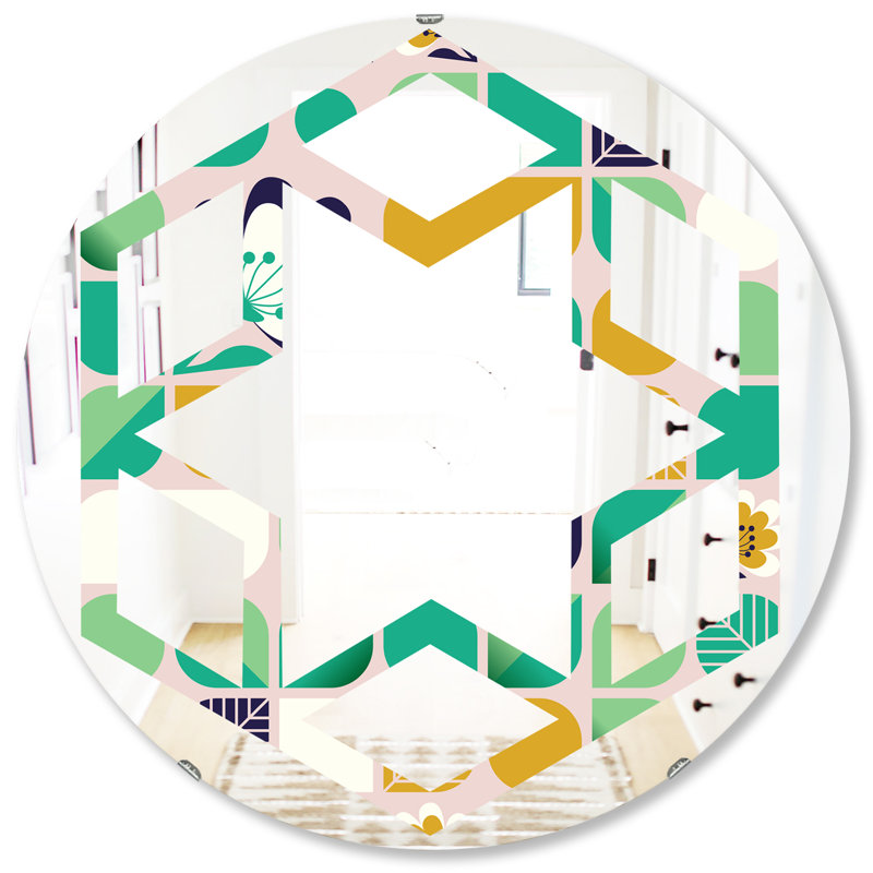 Miroir mural Hexagon Star, H 31,5 po x l 31,5 po, Hexagone étoile géométrique avec hexagone de fl
