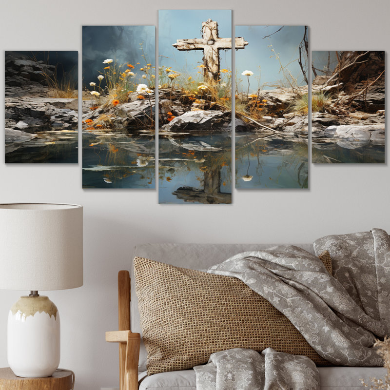  «Religieux, croix, divin, reflet, paysage, I, salon, art mural