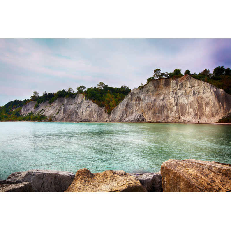 Scarborough Bluffs (Bluffer's Park) Landscape On Lake Ontario by Bukharova - Wrapped Canvas Print, 12"H x 18"W