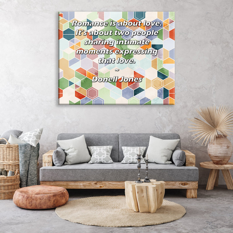 Toile tendue sur toile ArtsyQuotes par Donell Jones: «Romance is about love. Il s'agit de deux personnes partageant des moments intimes exprimant cet amour.»
