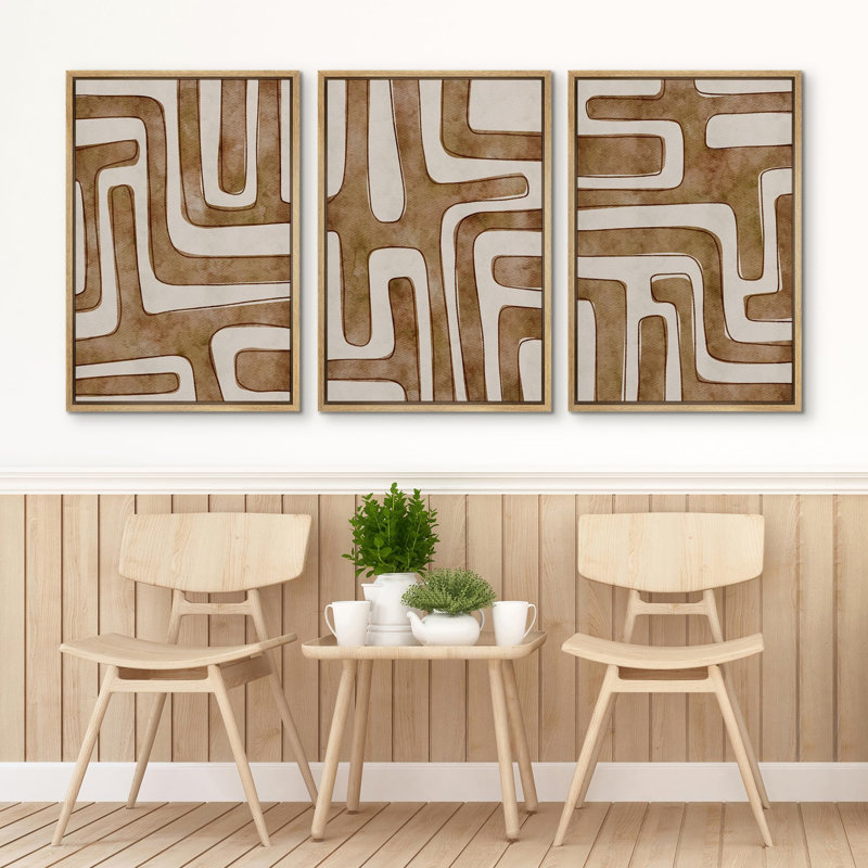 Géométrique, tons de terre et lignes audacieuses, illustrations, art moderne, décor, salon, chambre à coucher, bureau