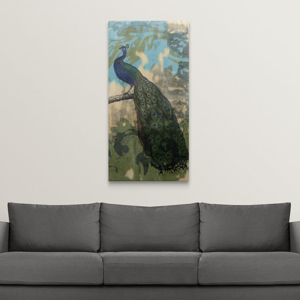 « ii » jennifer grolier, impression Rustic Peacock, H 32 po x l 20 po x P 1 po, Cadre blanc
