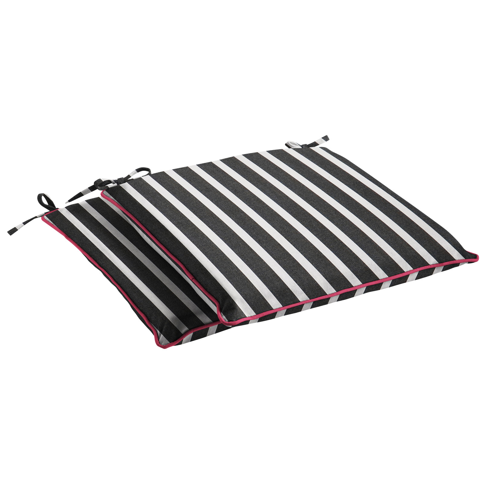 Sunbrella Striped Outdoor Dining Chair, 2" H x 17" W x 17" D, Black/Pink