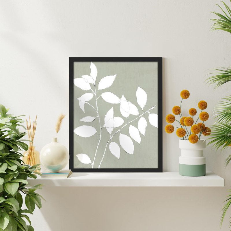 " Botanical Plants Leaves ", Black, 16" H x 12" W