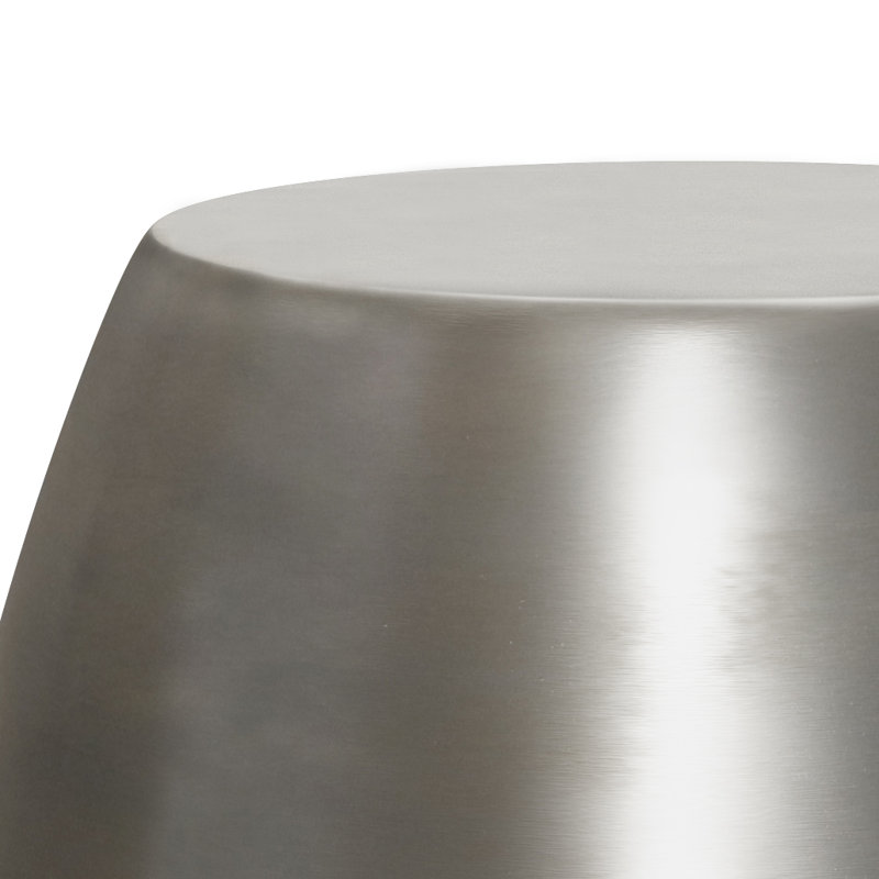 Antique Silver Round Metal Drum Accent Table