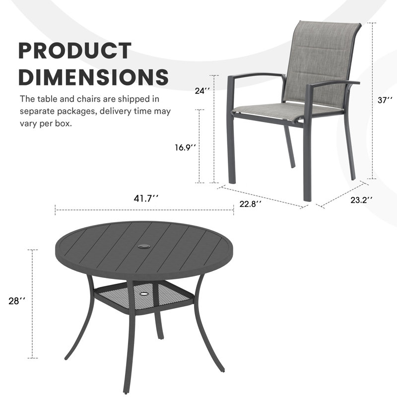 Ensemble repas d'extérieur L 41,7 po Watherson, Gris / Gris