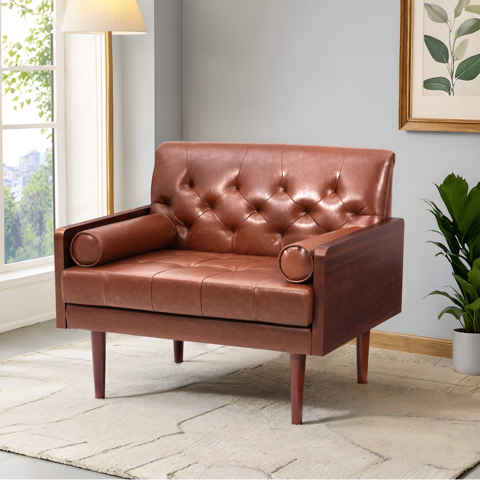 Ebern Designs 37'' Wide Faux Leather Armchair - Wayfair Canada