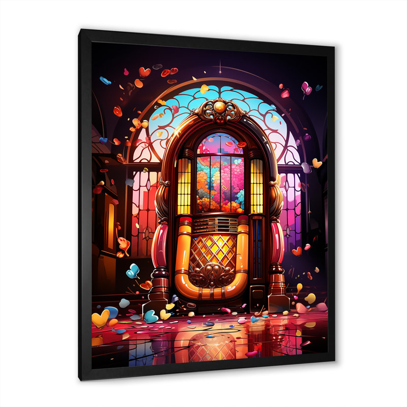 Jukebox Machine Neon Grooves 3 - Jukeboxes, art mural, Cadre photo noir simple, H 44 po x l 34 po x P 1,5 po
