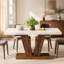 Table de salle à manger de style campagnard de 119 cm (47 po) pour 4 personnes, table de cuisine avec plateau de 4 cm (1,57 po) d'épaisseur et pied central triangulaire, idéale pour les cuisines compactes.-1065003089