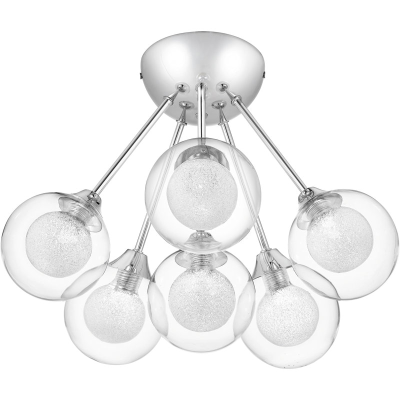 Plafonnier semi-encastré sphère Spoutnik 6 lumières 16 po Analei