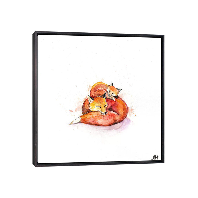 Décoration murale pour enfants Foucault's Foxes, H 37 po x l 37 po x P 1,5 po, Toile avec cadre noir patiné