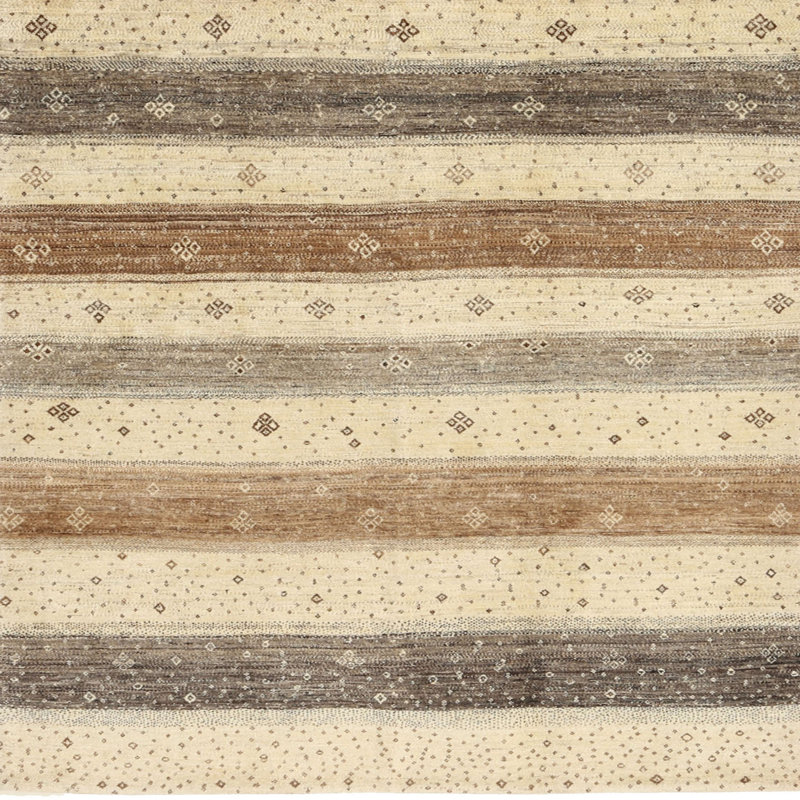 Tapis beige/gris contemporain, Carré 6 pi