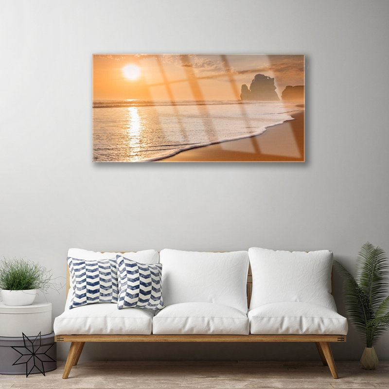 Landscape Sea Beach Sun - No Frame Print on Glass