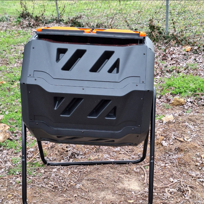 42.3 Gallons Outdoor Tumbler Composter with Latching Lid - Black