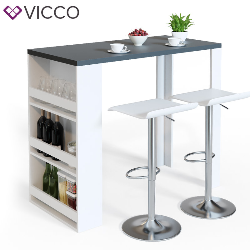 Calfy Dining Table, Anthracite, White, H106 x L117 x W57cm