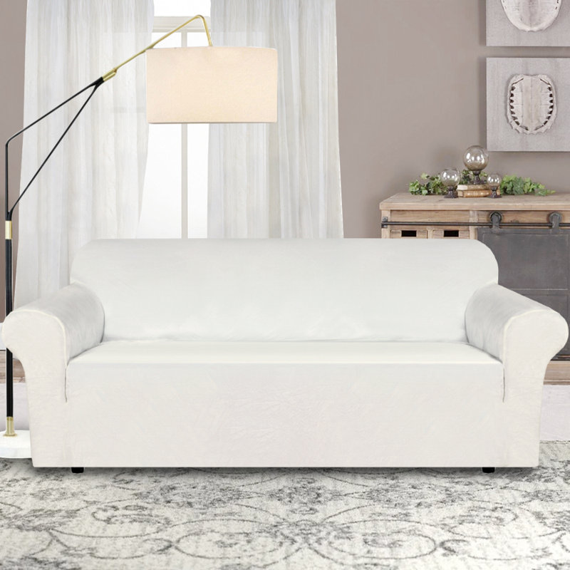 Luxurious Soft Velvet High Stretch Fitted Furniture Protector Box Cushion Non Slip for Large Sofa Slipcover Machine Washable