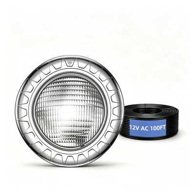 Éclairage de piscine à DEL de 10 po pour piscine creusée, remplacement de lumières de piscine blanc ultra-lumineux 12V 50W, compatible avec une niche humide standard de 10 po, étanche IP68 avec cordon de 100 pieds pour la cour, le patio, le spa et le