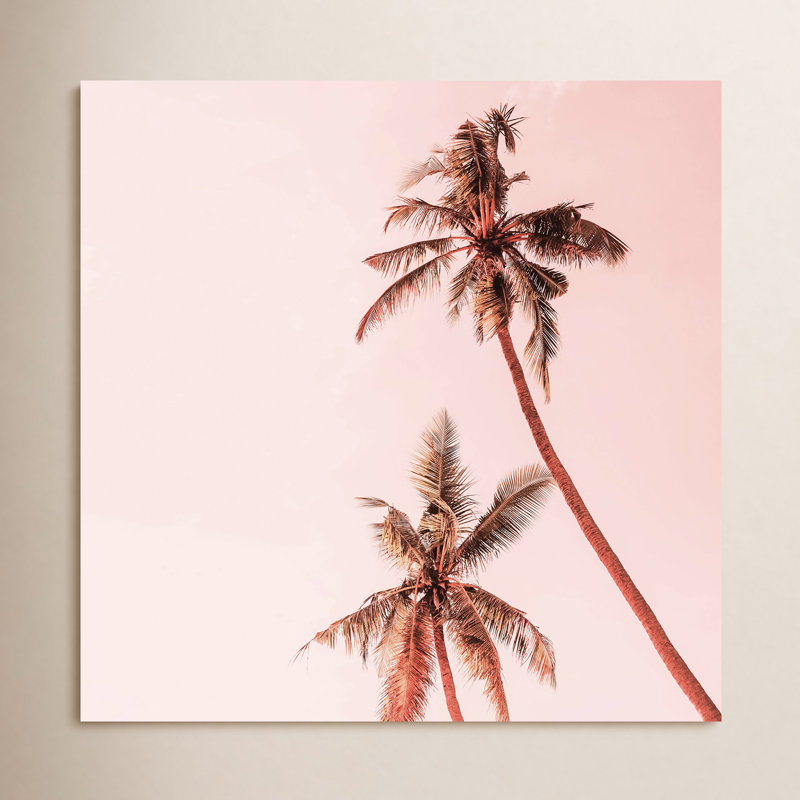 Tulsi "Sunset Palm Trees" Print, No, Espresso Floater Framed, 12" H x 12" W x 2" D