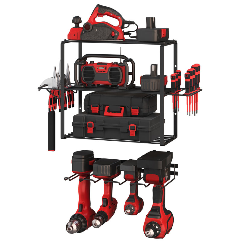 Stalwart Black Steel 3-Tier Power Tool Organizer Shelving