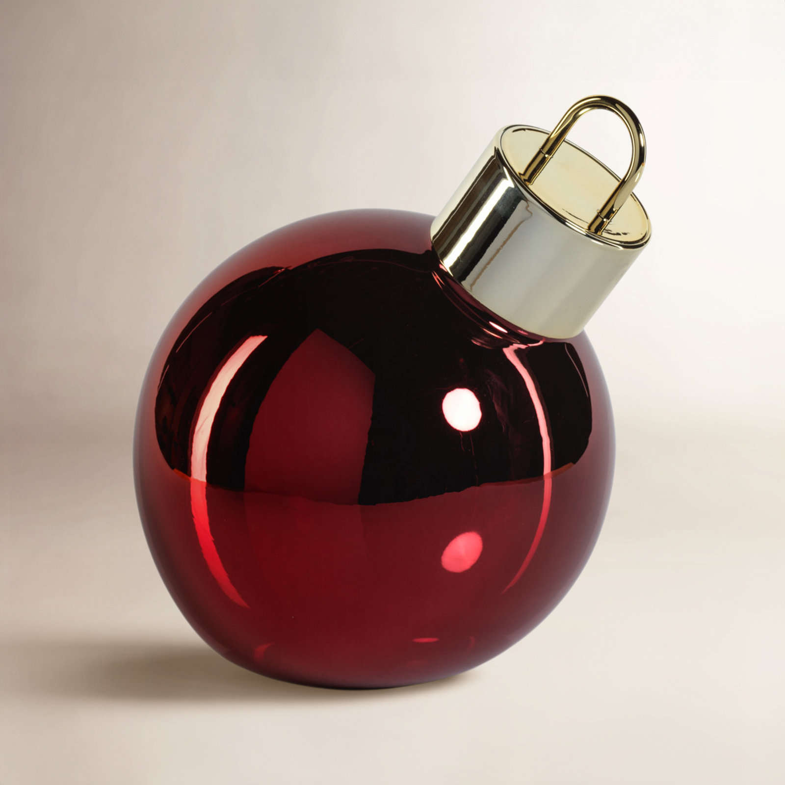 Lighted Glass Slanted Ball Holiday Accent, 7.75" H x 7.75" W x 7.75" D, Red