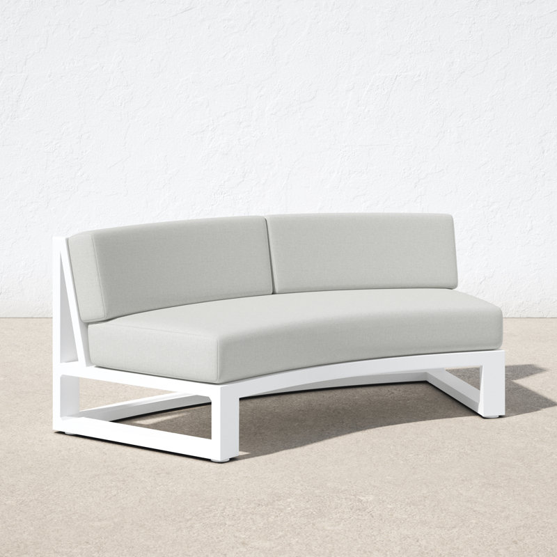 Camela 69.33'' Wide Curved Aluminum Loveseat with Sunbrella® Cushions, Cast Silver Sunbrella®