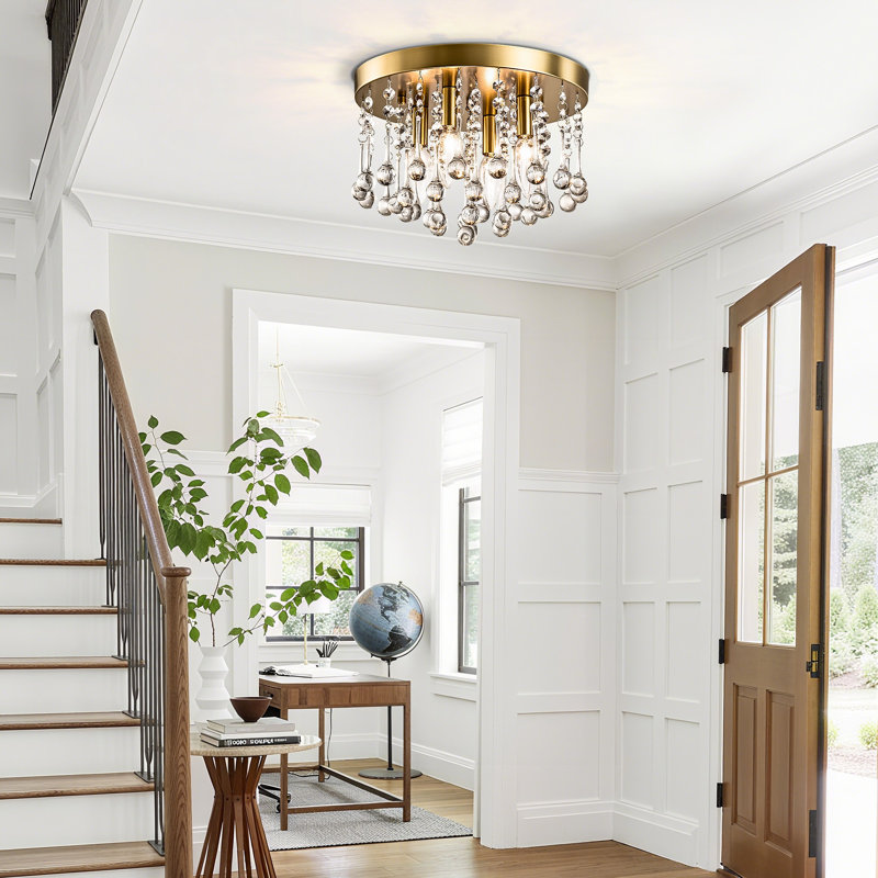 Theodora 11.8" W 4-Light Dimmable Flush Mount, Brushed Brass